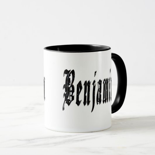 Benjamin, Nom, Logo, Mug Combo Noir. (Devant droit)