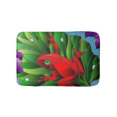 Benjamin the Red Frog Pond Flower Green Lotus Leaf Badmat (Voorkant)