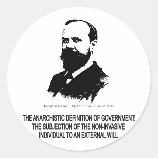 Benjamin Tucker Ronde Sticker (Voorkant)