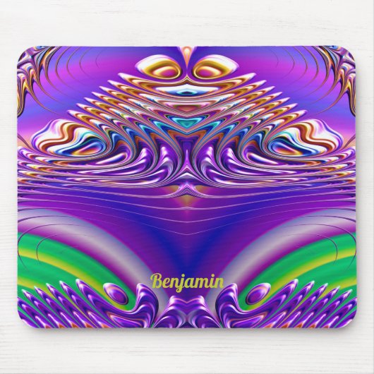 BENJAMIN ~ Zany Green, Blue, Yellow and Paars Muismat (Voorkant)