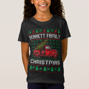 Bennett Familie Lelijke Kersttrui Rode Vrachtwagen T-shirt