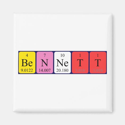 Bennett nom de table périodique aimant (Devant)