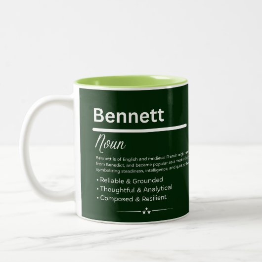 Bennett Personalized Boy Name Tweekleurige Koffiemok (Links)