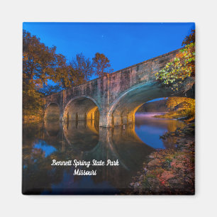 Bennett Spring Bridge Twilight Square Magnet Magneet