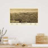 Bennington, VT Panorama Map - 1887 Poster (Keuken)