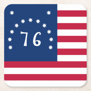 Bennington's Banner: De 76 Amerikaanse oorlogsvaan Vierkante Kartonnen Onderzetter