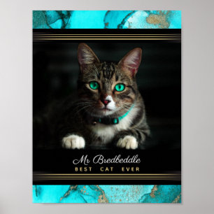 Benoemd Blauwgroen  Abstract de beste Kat ooit Fot Poster