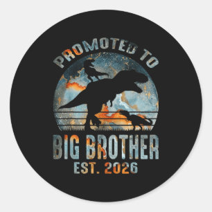 Benoemd tot grote broer 2026 dinosaurus t-rex jong ronde sticker