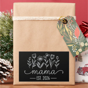 Benoemd tot mama 2026 Zwangerschap Bloemige Nieuwe Rechthoekige Sticker