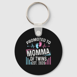 Benoemd tot mama van tweeling Est 2026 Baby Shower Sleutelhanger
