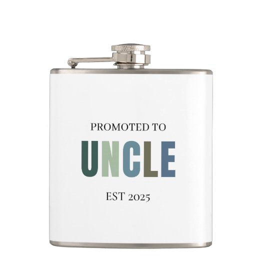 Benoemd tot Oom EST 2025 | Gepersonaliseerd Cadeau Heupfles (Voorkant)