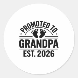 Benoemd tot opa, Geschat 2026, Grappige Nieuwe Opa Ronde Sticker