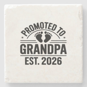 Benoemd tot opa, Geschat 2026, Grappige nieuwe opa Stenen Onderzetter