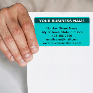 Benoemde bedrijfsnaam op turquoise groene verzendi etiket