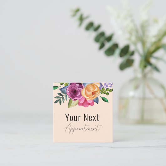 Benoeming Beige Bloemensalon Dermatoloog Afsprakenkaartje (Staand voorkant)