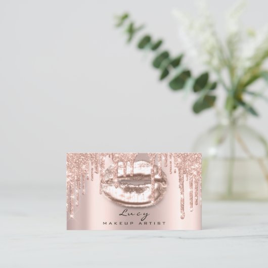 Benoeming leidt Aangepaste Lips Glitter Drift Make Afsprakenkaartje (Staand voorkant)