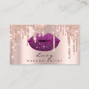 Benoeming leidt Paarse lips Glitter Drips Makeup Afsprakenkaartje