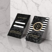 Benoeming | Moderne strepes Black Floral Salon Afsprakenkaartje