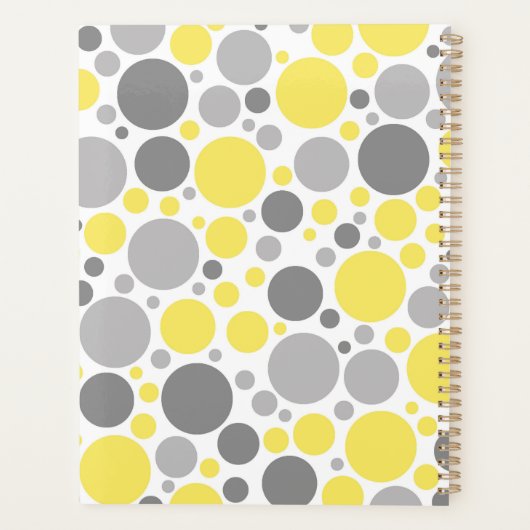Benoeming van moderne grijze en gele bubbels planner (Achterkant)
