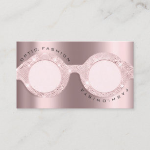 Benoemingskaart Optisch Roos Glitter Metal Glasses Contactkaartje