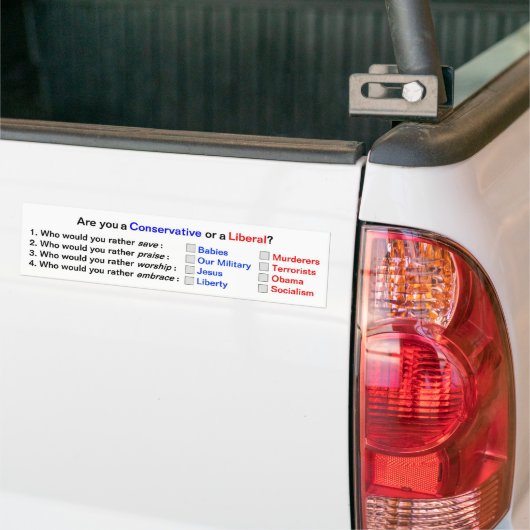 Bent u conservatief of liberaal? bumpersticker (Op Truck)