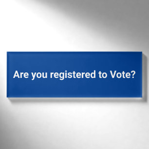 Bent u ingeschreven om te stemmen? democratisch wi naambadge
