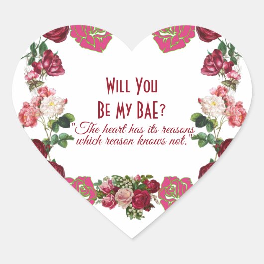 Bent u mijn BAE Rustic Rozen  Valentijn? Hart Sticker (Voorkant)