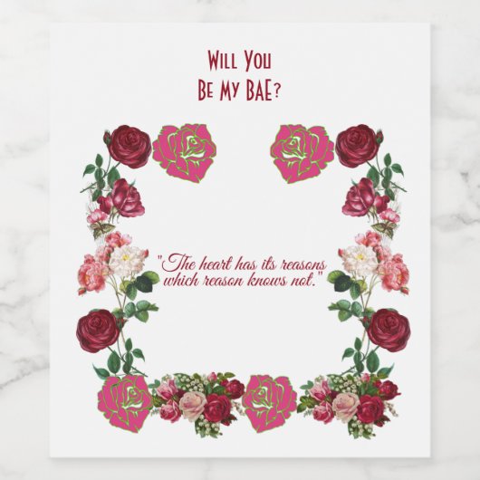 Bent u mijn BAE Rustic Rozen  Valentijn? Wijn Etiket (Enkel label)