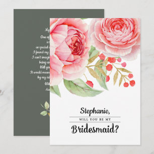 Bent u mijn Bridesmaid? Aquarel Bloemen Kaart
