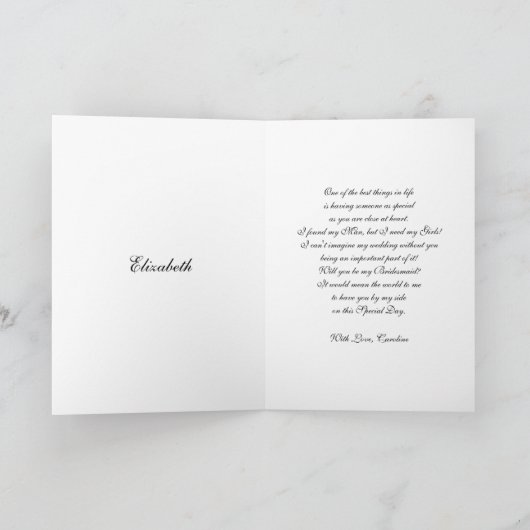 Bent u mijn Bridesmaid? Art Kaart (Binnen)