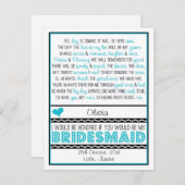 Bent u mijn Bridesmaid? Blue/Black Poem NIECE Kaart (Voorkant / Achterkant)