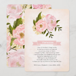 Bent u mijn Bridesmaid? Blush Pink Peonies Kaart