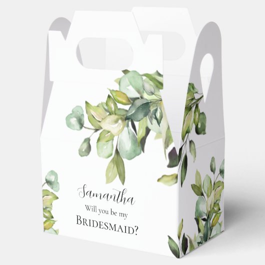 Bent u mijn Bridesmaid Elegant Green Botanicals? Bedankdoosjes (Geopend)