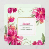 Bent u mijn Bridesmaid? Fuchsia Floral Kaart (Voorkant / Achterkant)