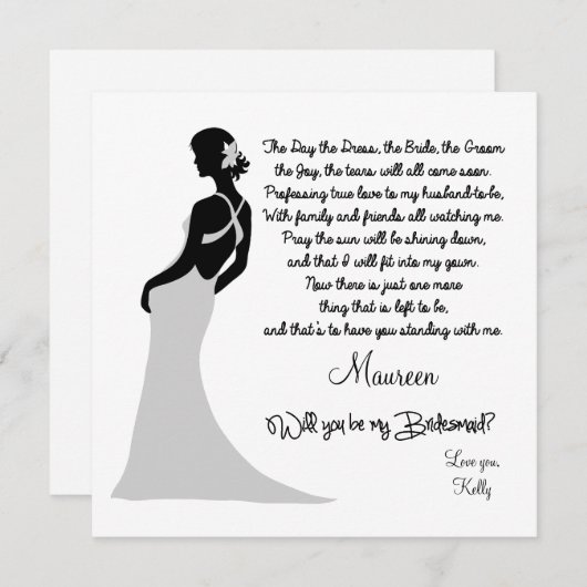 Bent u mijn Bridesmaid? Kaart (Voorkant / Achterkant)