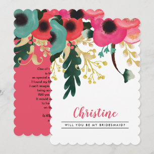 Bent u mijn Bridesmaid? Modern Floral Kaart