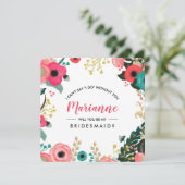 Bent u mijn Bridesmaid? Modern Floral Kaart (Staand voorkant)