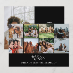 Bent u mijn Bridesmaid Modern Photo Collage Inv Kaart