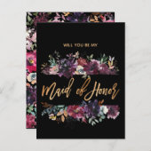 Bent u mijn Bridesmaid MOH Burgundy Marsala? Uitnodiging Briefkaart (Voorkant / Achterkant)