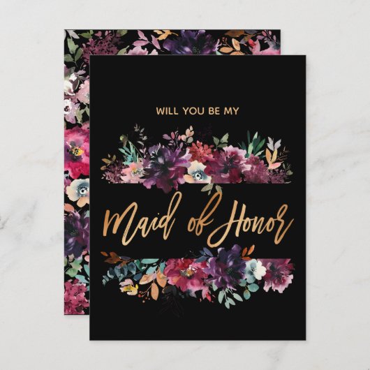 Bent u mijn Bridesmaid MOH Burgundy Marsala? Uitnodiging Briefkaart (Voorkant / Achterkant)