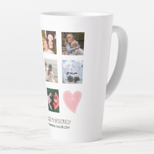 Bent u mijn Bridesmaid PHOTO COLLAGE BFF Cadeau Latte Mok (Rechterhoek)