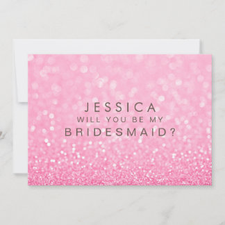 Bent u mijn Bridesmaid Roze Glitter Card Kaart