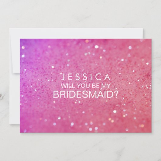 Bent u mijn Bridesmaid Roze Glitter Card Kaart (Voorkant)