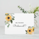 Bent u mijn Bridesmaid Sunflower-kaartje? Kaart (Staand voorkant)