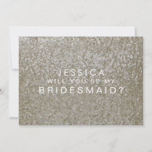 Bent u mijn Bridesmaid White Gold Sequins Kaart? Kaart