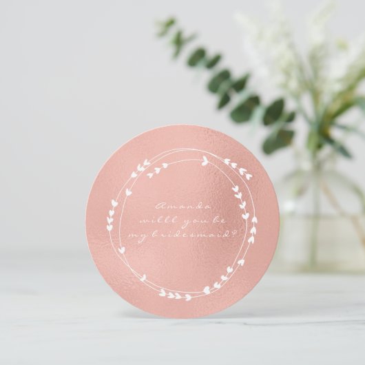 Bent u mijn Bridesmaïde roze roze roodbruin Kaart (Staand voorkant)