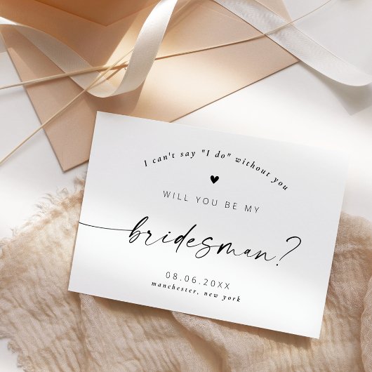Bent u mijn Bridesman Modern Elegant Script? Kaart