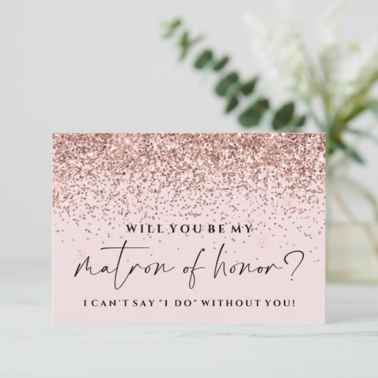 Bent u mijn briefkaart - Roos Gold Glitter (Staand voorkant)