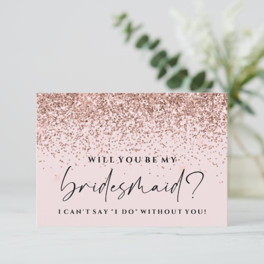 Bent u mijn briefkaart - Roos Gold Glitter (Staand voorkant)