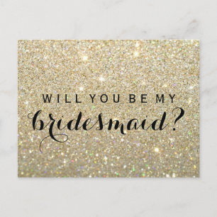 Bent u mijn bruidsmaïde pc - Gold Glitter Fab Uitnodiging Briefkaart